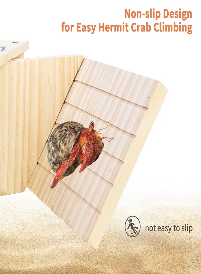 FlidRunest Wooden Large Hermit Crab W-Shaped Cave for Tank, Natural Hermit Crab Climbing Ladder Platform Set Toy, Safe Tank Corner Decor Hide Accessories Reptile Activity Platform - Image 4